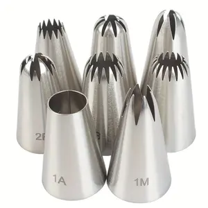 8-Piece Stainless Steel Piping Tips Set, Medium Size for Cake Decoration, Paper Cup Cakes, Cookies, Food Grade Baking Tools, Cake Decorating Kit