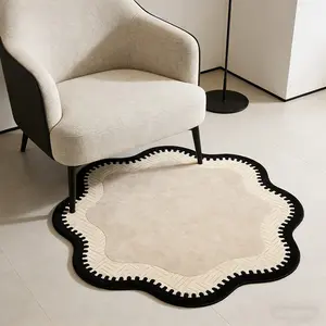 Irregular Wave Edge Carpet for Living Room Bedroom, Creative Luxury Fashion Art Washable Plush Rug, Home Decor for Sofa Bed Coffee Table
