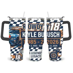 Racing Legend #18 Thanks for the Memories Tumbler 40oz, Handle Travel Mug for Motorsports Fans, Tribute Edition Insulated Cup, Collector Gift for Racing Enthusiasts
