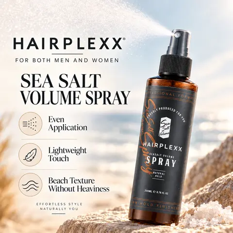 HAIRPLEXX Sea Salt Spray - 200ml Haircare Gel, Natural Wave Enhancer, Texture Builder, Matte Finish, Volumizing, Lengthening, Curl Definer for Men's Curly Hair with Strong Hold