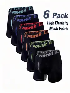 Men's High Elasticity Briefs, Breathable Sweat-Wicking Open Design, Sporty Style, Suitable for Gym Running Daily Use, 6-Pack