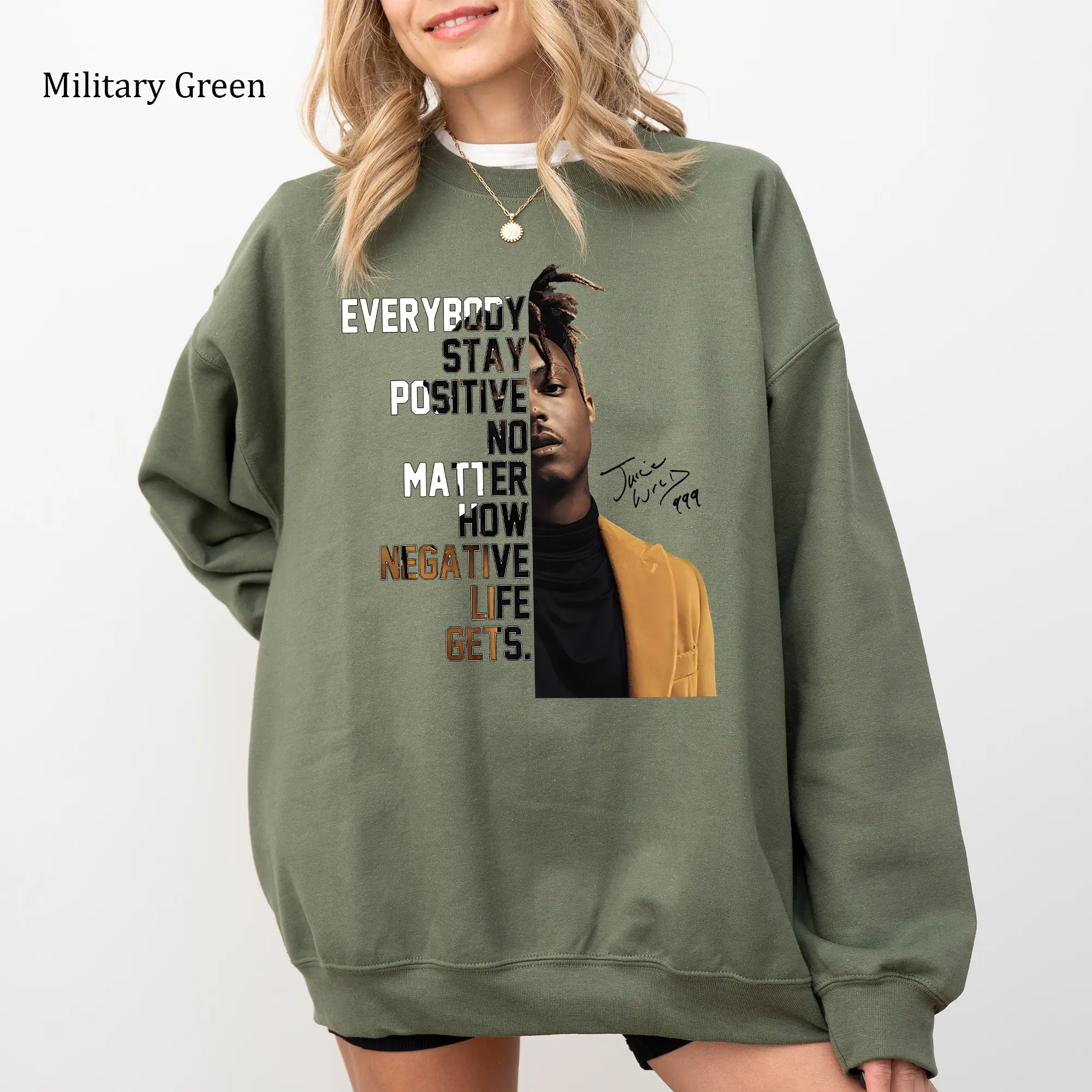 JW Gift For Fan Sweatshirt for Men and Women, Music Lover Printed Crewneck, Stay Positive Tops, Inspired Gift for Fans, Motivation Pullover Womenswear
