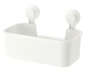 Ikea TISKEN Suction Cup Basket, White Bathroom Organizer Storage Shelf, No-Drill Wall Mount Basket, Value Pack of 4 – Waterproof Shower Caddy for Shampoo, Soap & Bath Essentials Storage