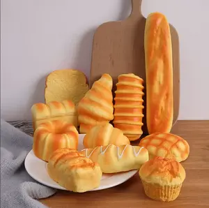 Simulation Bread Squishy Toys Set, Croissant Toast Donut Squeeze Balls, Stress Relief Fidget Toys for Desk Decor, Birthday Party Favors & Gifts