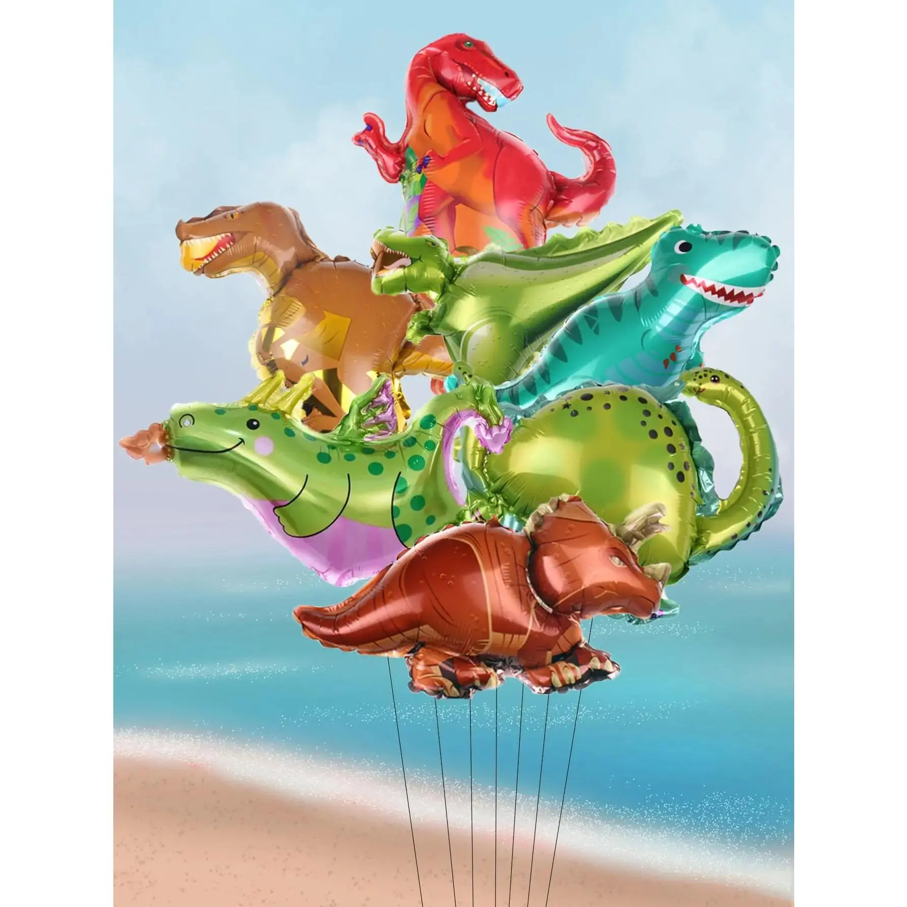 7 Pcs 16inch Dinosaur Foil Balloons Tyrannosaurus Triceratops balloon Children's Inflatable Toys Birthday Party Decorations