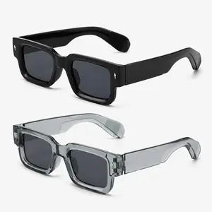 2-Pack Square Sunglasses for Women Men, Black Frame & Transparent Gray Frame Shades, Lightweight Fashion Eyewear for Daily Wear, Travel, Beach, Driving, SummerVibes