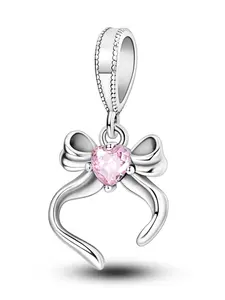 Women's Elegant Rhinestone Decor Bowknot Design Charm, Rhinestone Charms, Trendy Exquisite Pendant for Bracelet & Necklace, Stylish DIY Jewelry Accessories for Jewelry Making