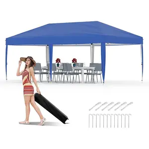10x20 Pop Up Canopy Tent Outdoor Canopy One-Person Set Up Heavy Duty Commercial Instant Tent Shelter UV Protection for Outdoor Events， Beach , Parties