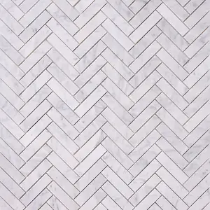 Carrara White Herringbone 1X4 Mosaic Polished/Honed