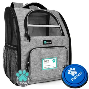 PetAmi Dog Backpack Carrier for Small Large Cat, Pet, Puppy, Ventilated Pet Hiking Backpack Travel Bag, Airline Approved Cat Backpack Carrier, Camping Biking Dog Bag Up to 18lbs Pet
