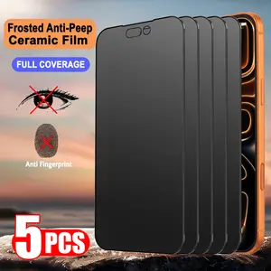 5 pieces of screen privacy protection film suitable for iPhone 11 12 Pro Max 15 16 14 17 13 Air Pro Max phone privacy tempered glass protection film+3 pieces of lens film cover