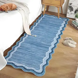 GARVEE 2x6 Washable Runner Rug Modern Plain Home Decor Non Slip Non Shedding Runner Rug Stain Resistant Indoor Carpet Low Pile Floor Cover For Kitchen Hallway Laundry Entryway,Blue