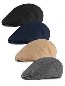 4 Pack Men Adjustable Newsboy Cap Soft Fit Cabbie Hat Premium Headwear