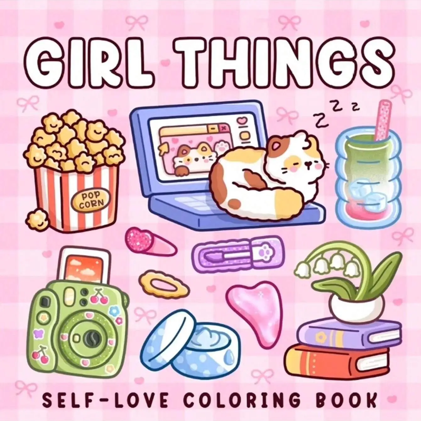 1pc GIRL THINGS coloring book For Adults And Kids,Simple And Big Designs For Relaxat colouring books,Toys suitable for boys and girls, zero foundation drawing to relieve stress coloring book，Christmas gift，Halloween Gift，Back to school gifts, Art