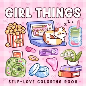1pc GIRL THINGS coloring book For Adults And Kids,Simple And Big Designs For Relaxat colouring books,Toys suitable for boys and girls, zero foundation drawing to relieve stress coloring book，Christmas gift，Halloween Gift，Back to school gifts