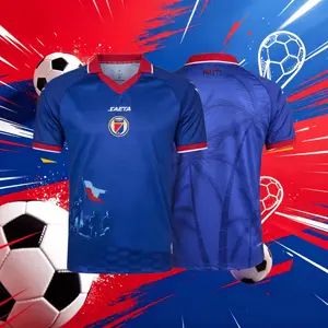 2026 Haiti National Home And Away Blue White And Red Short Sleeve Soccer Jersey Fans Version Breathable