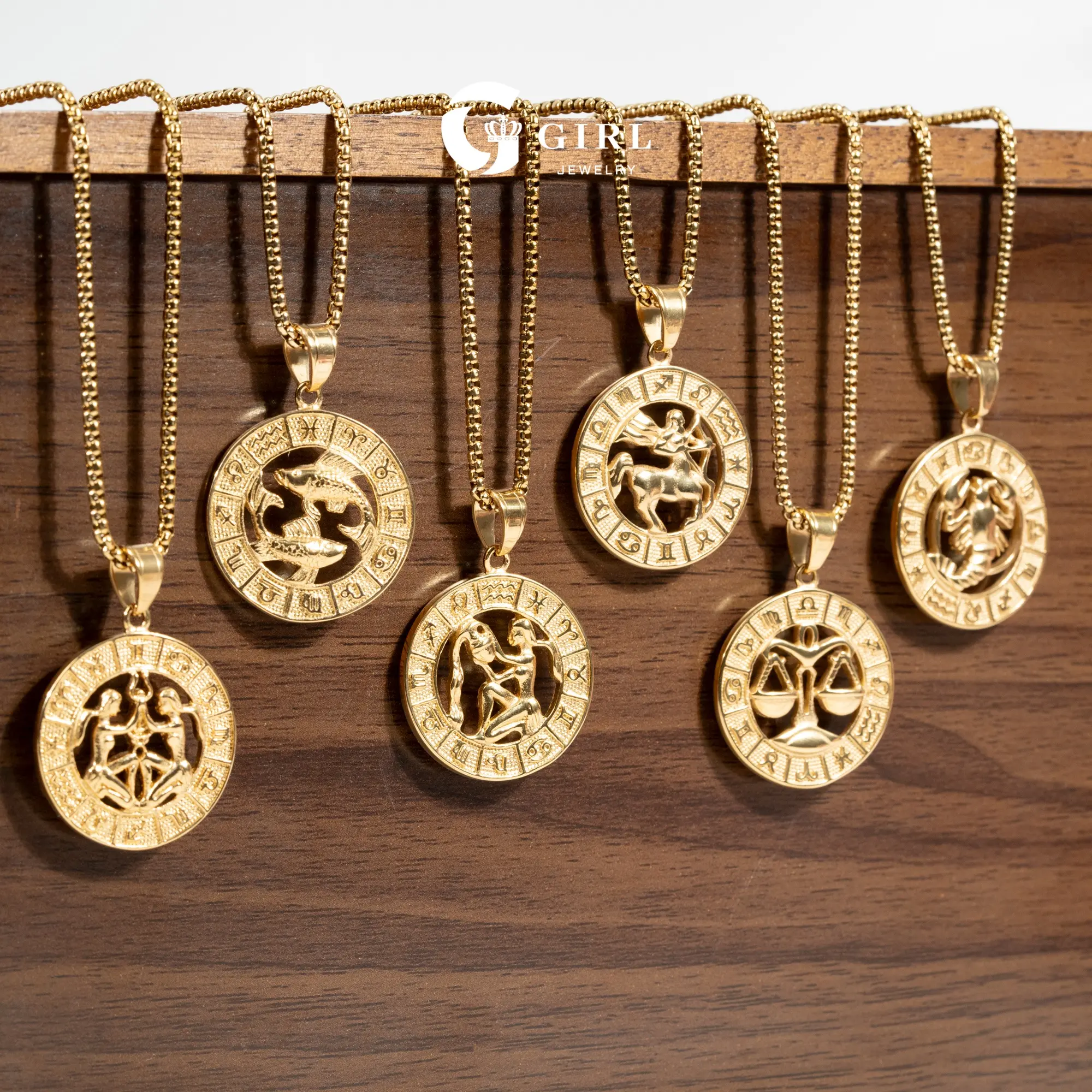 GGRIL Trendy 18K Gold Plated Stainless Steels 12 Month Zodiac Sign Pendant Necklaces   Stack  for Men Women, Unique Personlized Hip Hop  Fashion Jewelry Gifts for Holiday Birthdays Anniversaries   Summerwins  Various Festivals Occasions