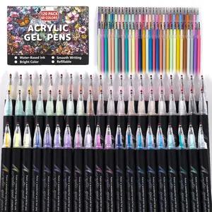 120 Pack 60 Color Gel Pen Refills, Universal Sparkle Ink Cartridges for Art Creation, Handmade Crafts, Writing, Acrylic Painting Pen, Waterproof Markers