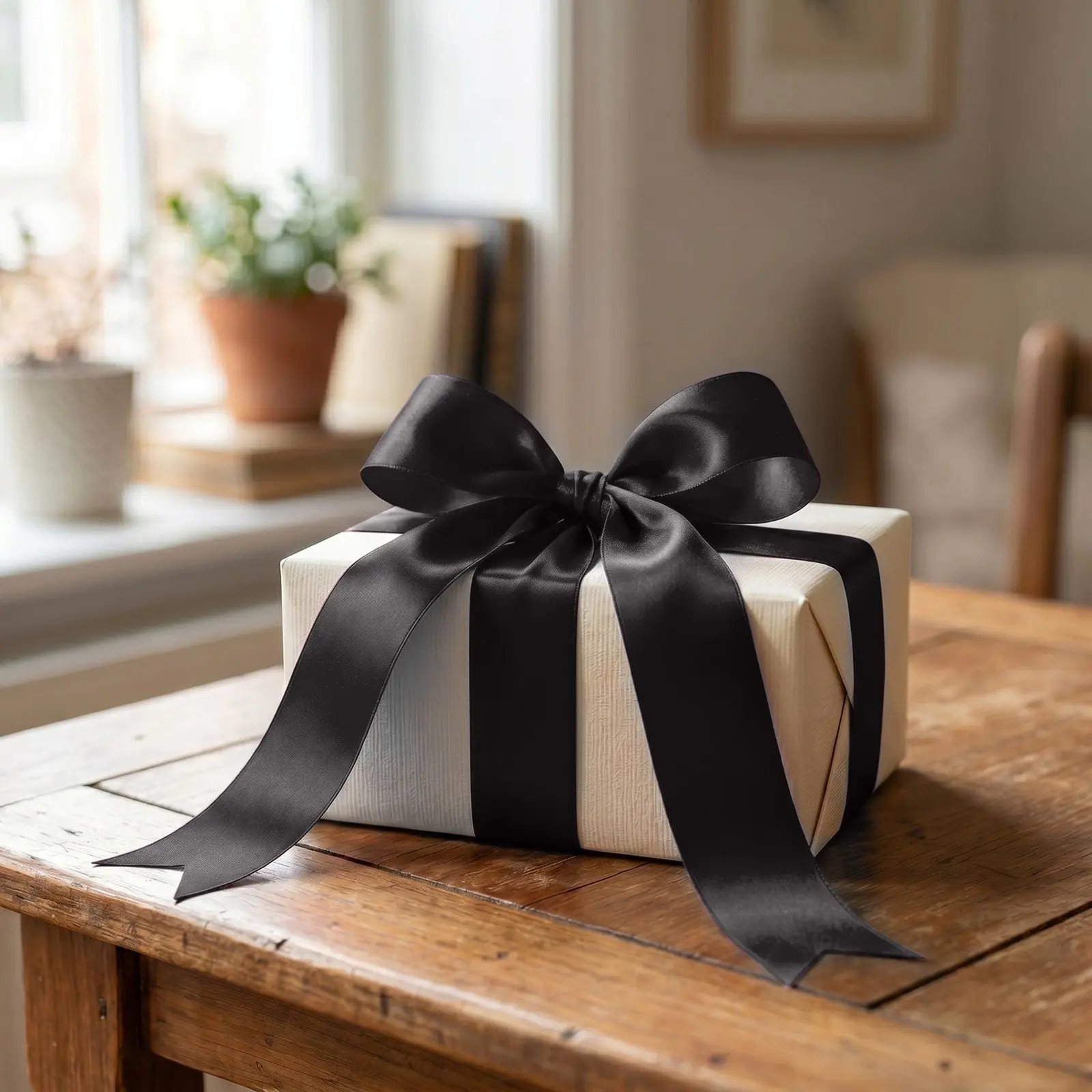 eFavormart Single Face Satin Ribbon Roll, 2 in x 100 yds Solid Black - Single Face Decorative Craft Ribbon for Wrapping, Wedding Decorating, Office Stationery Supplies