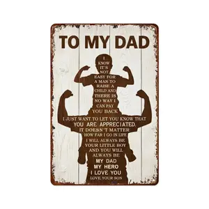 "My Dad My Hero" Father Appreciation Metal Sign, Retro Distressed Wall Decor for Father's Day