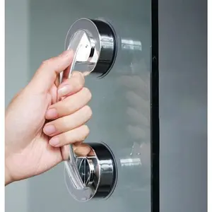 Big Silver Suction Cup Door Handle & Armrest for Glass Door Refrigerator Drawer Bathroom Bathtub Shower Kitchen Drawer Cabinet