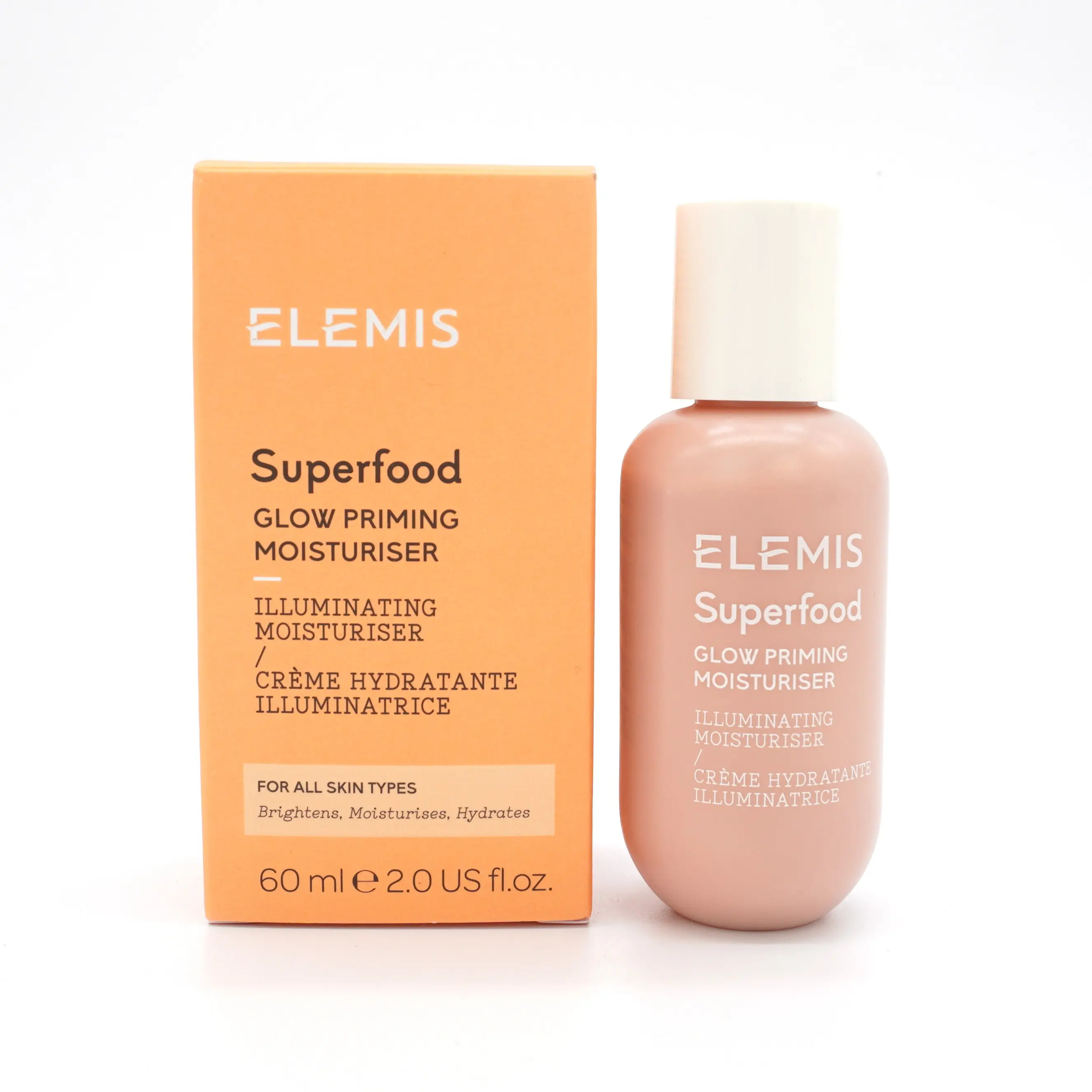 ELEMIS Superfood Glow Priming Moisturiser - Green Tea, Avocado-Infused, Soothing, Radiant Cream Form Moisturizer for Sensitive Skin (60ml Standard Size)