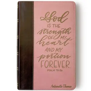 Personalized KJV Giant Print Bible - Pink - God is the Strength of My Heart - Hand Lettered and Engraved