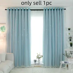1 Count French Romantic Blackout Window Cover with Star Pattern, Dustproof Insulated Drapes for Kids Room Bedroom Living Room, Casual Style, Home Decoration Curtain