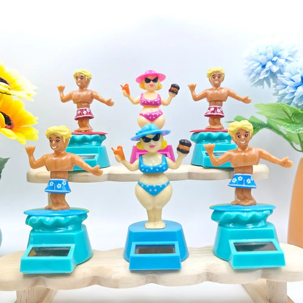 Interesting Beach Men and Women Car Ornaments Cartoon Characters Bobblehead Doll Ornaments Car Interior Decorations Car Center Console Decoration Home Decoration Ornaments