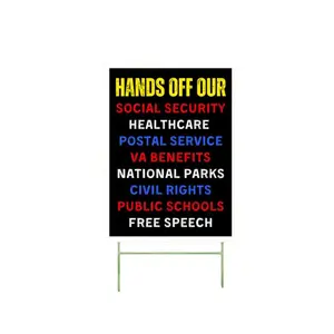 Hands Off Our Social Programs Yard Sign – 24x18 Yard Sign with Metal H-Stake, 4mm Corrugated Plastic, Two-Sided Decor Water Proof