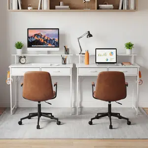 30/39 Inch Gaming Computer Desk with Drawers & Monitor Shelf, Small PC Gaming Desk with Storage Cabinet and Headphone Hook for Bedroom Home Office