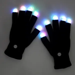 Colors Light Show Gloves Light Finger Lighting Flashing Glow Mittens for Boys Girls Adults with