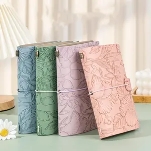 A6 Leather Cover Notebook, 1/2/3/5 Counts Portable Strap Notebook, Stationery Supplies for Home School Office Dormitory Outdoor, Desk Accessory, Office Girly Desk Accessories