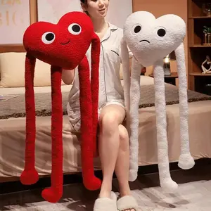 Long Legs Love Heart Shape Pillow Cute Stuffed Red Black White Heart Pillow Soft Plush Toys Lover Friends Festival Creative Gift