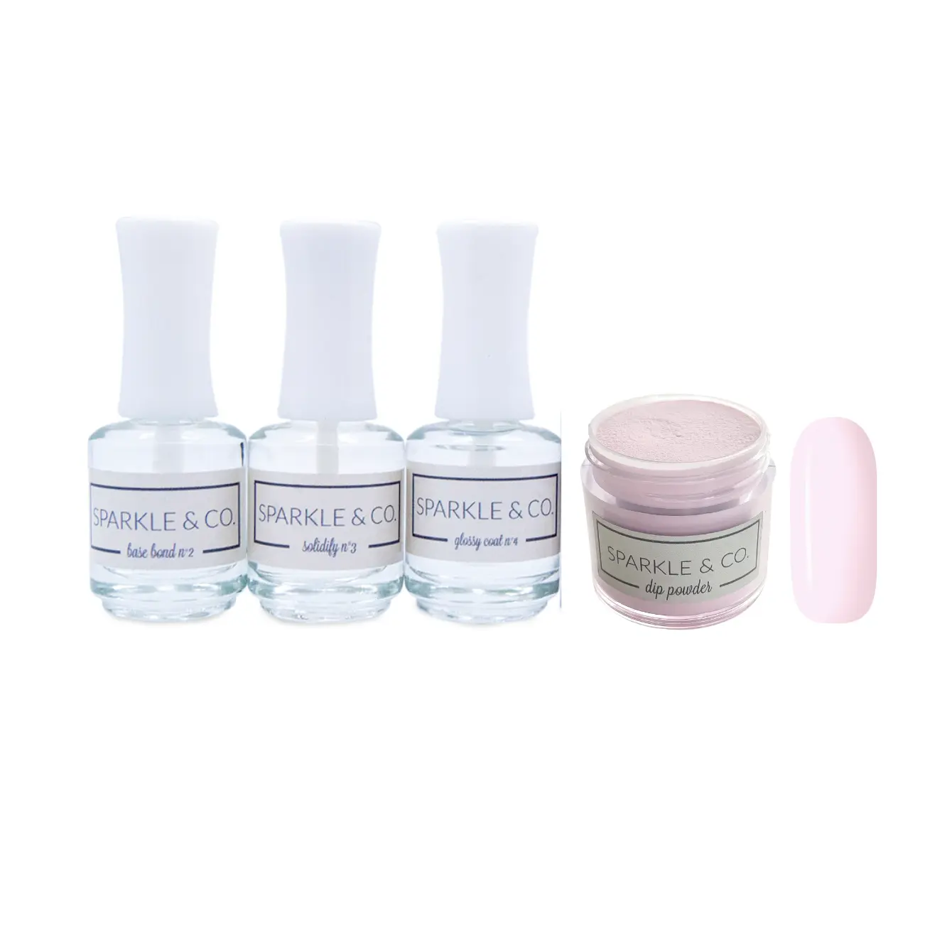 Sparkle & Co. Cotton Candy Pink dp.04 1 ounce Dip Powder Kit For Nails - 1 Jar Lasts 20-25 Manis Includes 15ml Base Bond, 15ml Solidify and 15ml Glossy 2.0