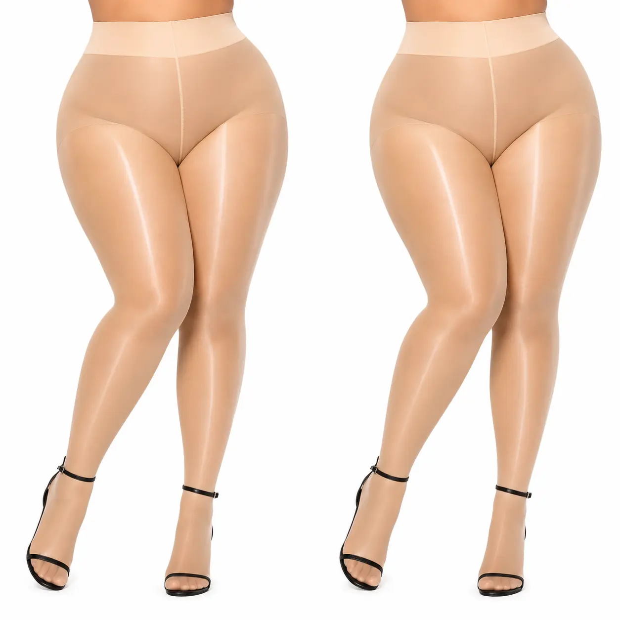 Women's 2-Pack Glossy Polyamide Pantyhose, tights for women,bug tights,Oil Shine Sheer Tights, Plain All-Seasons Holiday Wear for Plus Size, Nylon Fabric with M Fit, Casual, Durable, Smooth, Soft, Light, Everyday, Nylon Polyamid