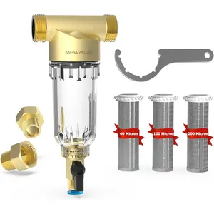 Whc40 sediment filter 40 100 200 micron reusable spin down sediment water filter whole house water filter for well water home prefiltration system 1 mnpt 34 fnpt 34mnpt