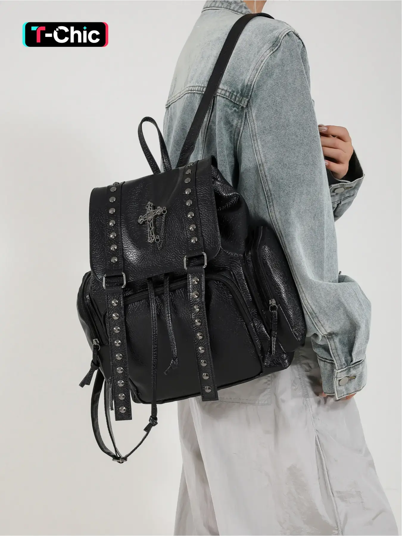 Punk Style Rivet Decor Backpack, Urban Backpack, Fashionable Backpack for Women & Girls, Casual Trendy Versatile High-quality Daily Commuting Bag, Cute Versatile Backpack, Casual Daypack Backpacks