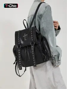 Punk Style Rivet Decor Backpack, Fashionable Backpack for Women & Girls, Casual Trendy Versatile High-quality Daily Commuting Bag, Cute Versatile Backpack