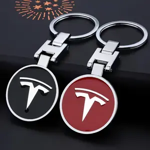 Car Emblem Keychain Zinc Alloy Keyring Pendant Accessories For Tesla Model 3 Model S Model X Model Y Cybertruck Roadster SpaceX