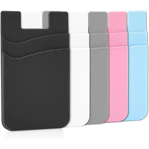 Phone Wallet, Phone Card Holder Stick On Silicone Credit Card Holder for Back of Phone, Business Card & Id Compatible for iPhone Android Any Smartphone