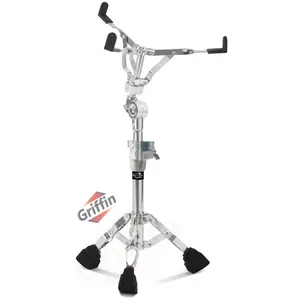 Heavy-Duty Snare Drum Stand by Griffin | Premium Double Braced Percussion Hardware Kit |Weight Mount for Snares, Tom Drums & Practice Pad | Adjustable Height & Tilting Gear Clamp Style Basket Holder