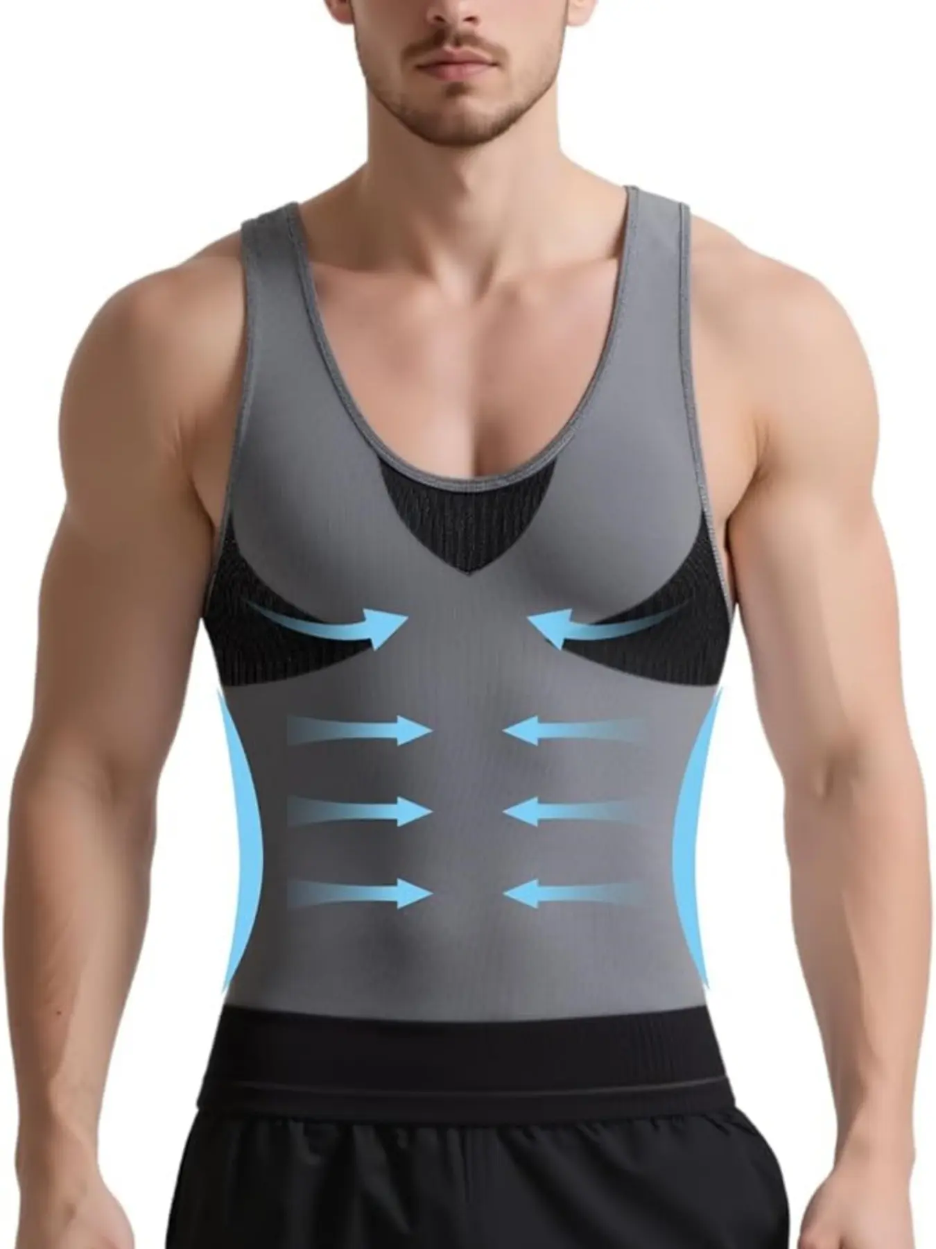 1 Piece Compression Shirt for Men, Men's Shapewear Slimming Body Shaper Vest, Tight-Fitting Compression Tank Top Undershirt, Seamless Corset, Abs Abdomen Tummy Control Corset, Suitable for Daily or Sports
