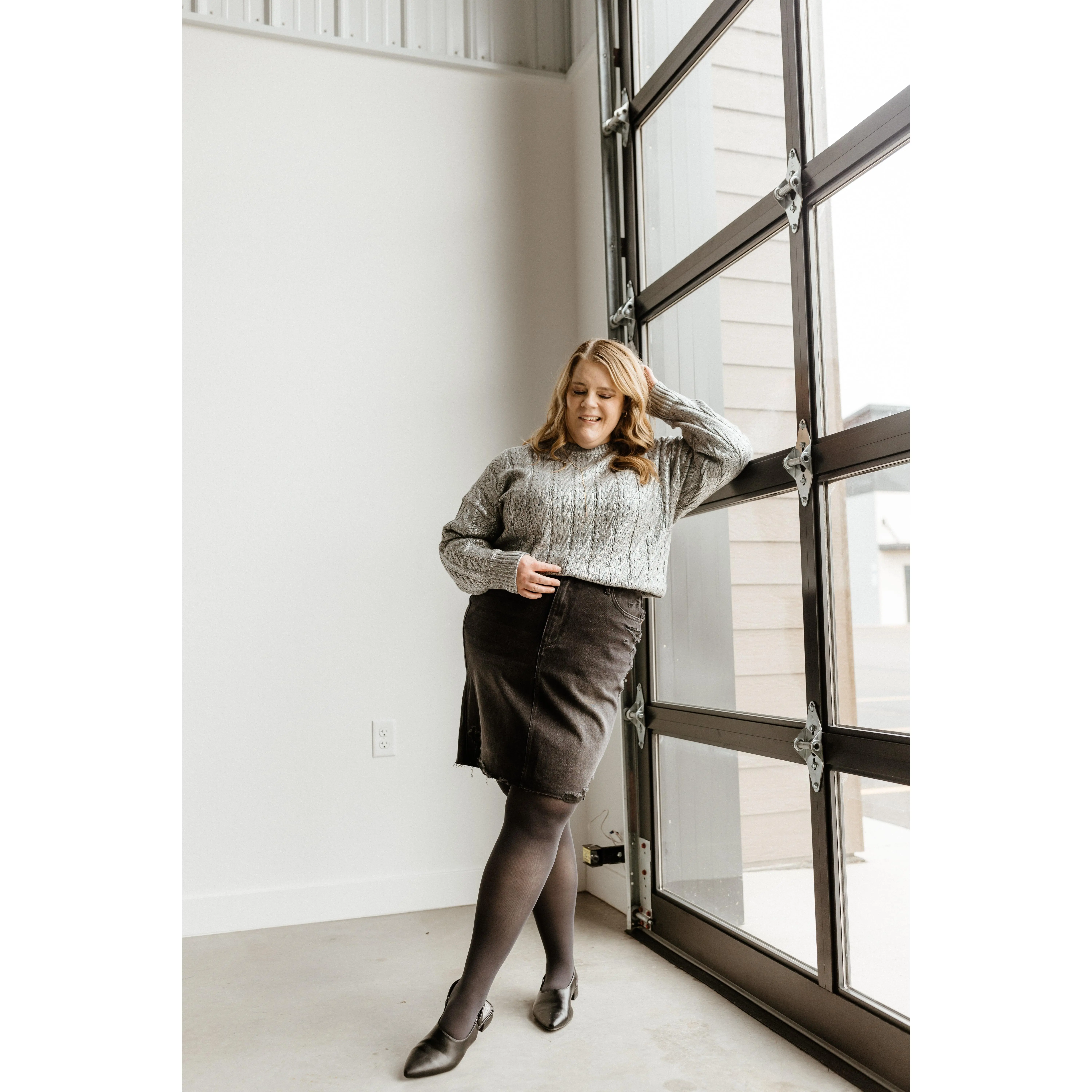 Women's Plus Size Dark Grey Opaque Full Length Tights - Smooth Nylon Elastane Spandex, Flexible Fit for Tall Women, Nontoxic, Moisture-Wicking, Antistatic, Durable, Plain Casual, Hand/Hang Wash, All-Season Wear