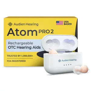 Audien Atom Pro 2 OTC Hearing Aids for Adults – Rechargeable In-Ear Hearing Aids with Enhanced Sound Clarity, No Prescription