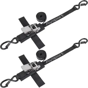 Boat Tie Down Straps to Trailer (Stainless Steel Ratchet) 3 , 2400lbs Break Strength Heavy Duty Ratchet Boat Straps, Boat Transom Boat Trailer Accessories for Boating Safety, Black
