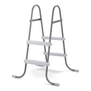 【Summervibes】Pool Ladder Above Ground, 33/42/52in Available, Steel Frame Gray with White Steps, Suitable for Wall Height Pools