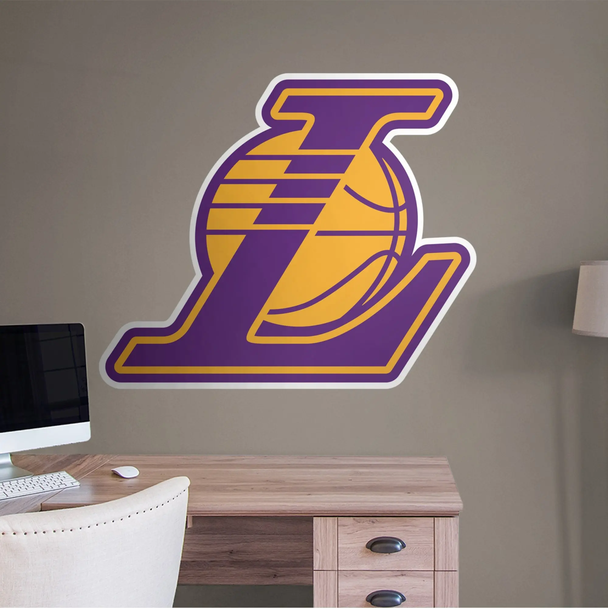 Official NBA Los Angeles Lakers RealBig Alternate Logo Collection Reusable Vinyl Wall Decals - Fan Tribute, Smooth Adhesive Easy-Remove Home Decor Decals Wall Stickers