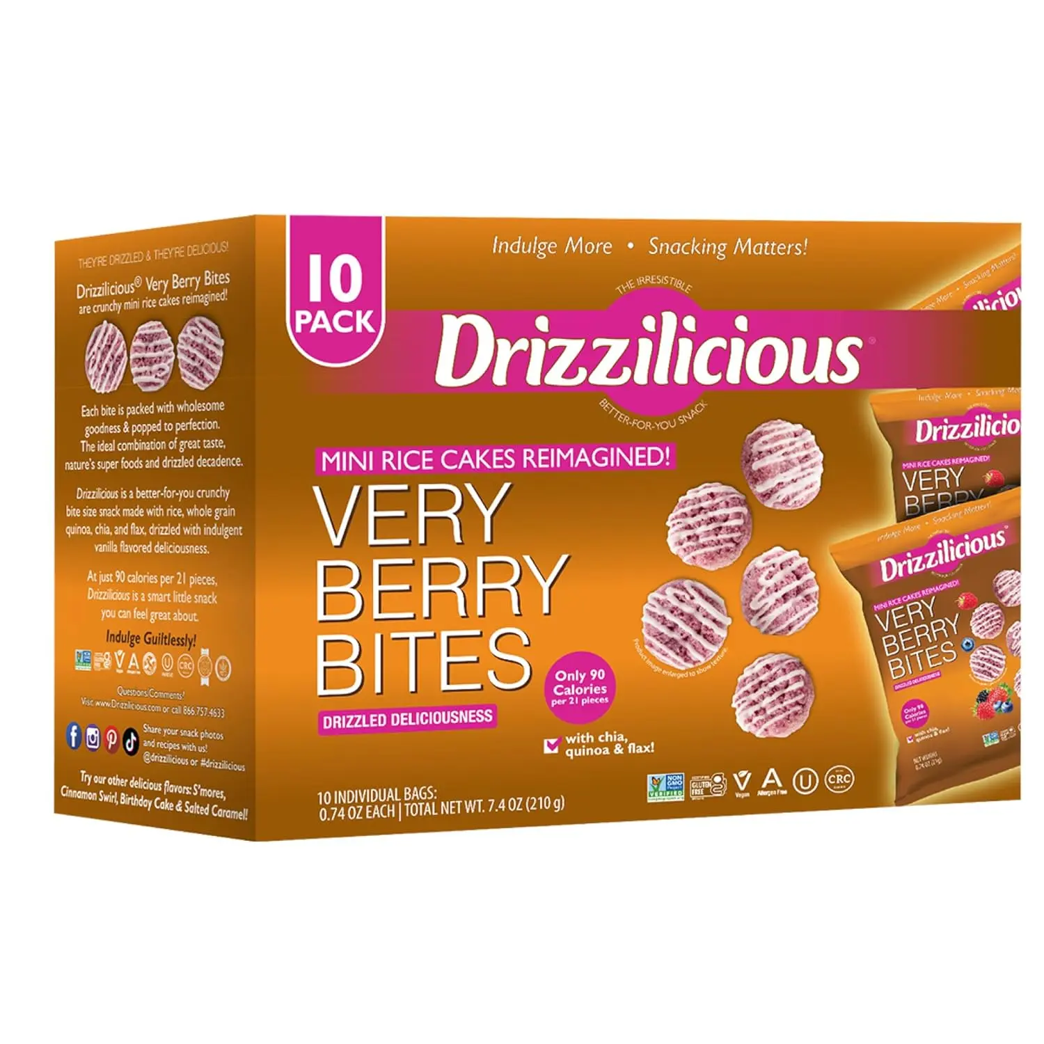 10 Pack - Drizzilicious Mini Rice Cakes Very Berry 0.74oz