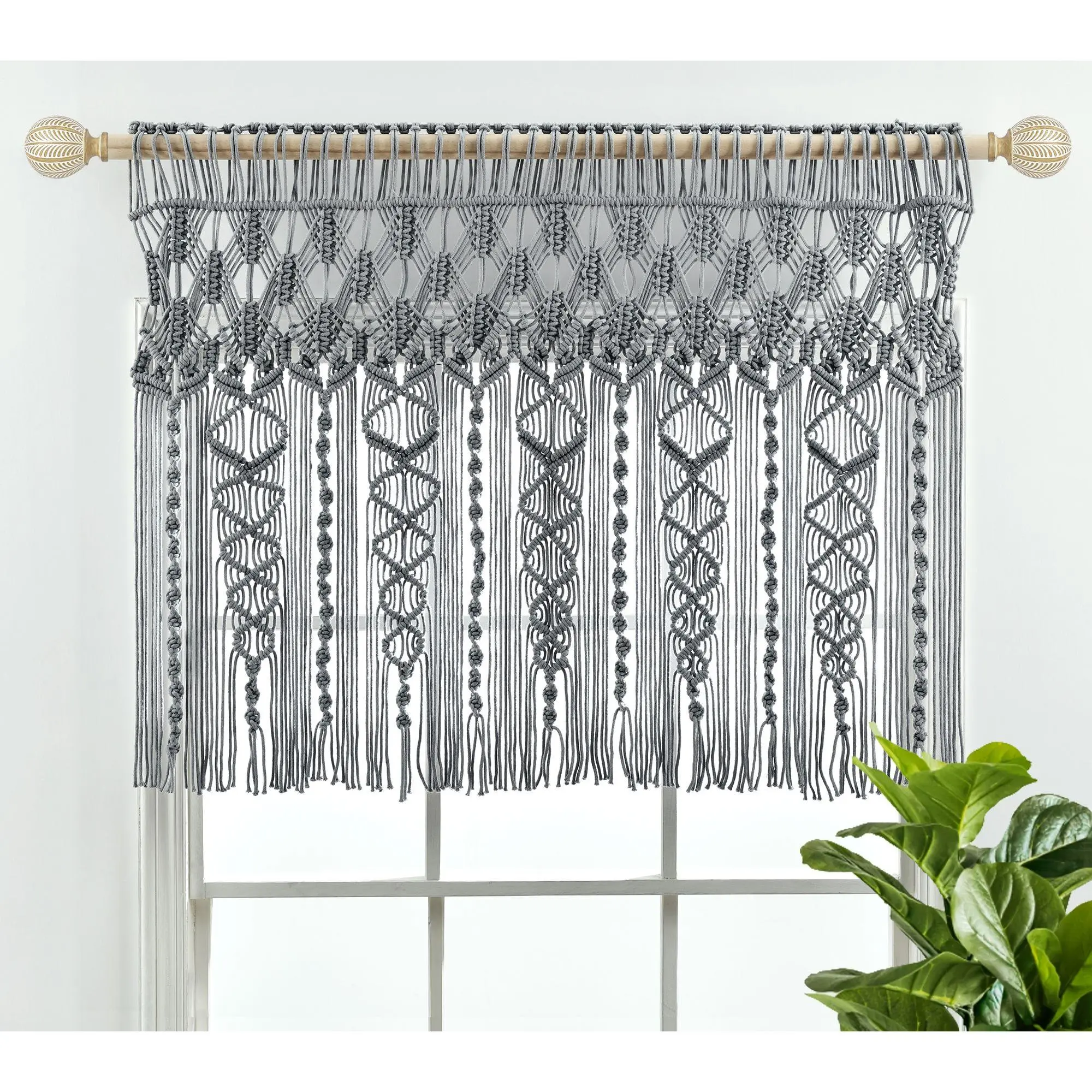 Boho Macrame Textured Cotton Valance/Wall Decorby Lush Decor